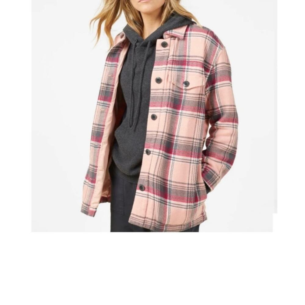 Outerknown Plaid Blanket Shacket Utility Shirt Jacket Pink Women Medium